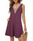 Tanmolo Damen Sommerkleid Kurz Freizeitkleid Spitze V-Ausschnitt Knielang Ärmellos Swing Kleid M Lila