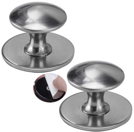 2 Stück Schrankgriffe selbstklebend Lochfreier Griff Glas-Schiebetür Rostfreier Stahl Garderobe Griffe für Weinkühler SchubladenKnöpfe Türgriff Zugknöpfe für Kleiderschrank (Gebürstetes Silber)