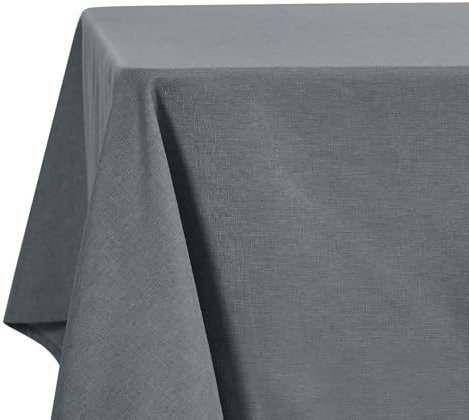 Deconovo Tischdecke Abwaschbar Gartentischdecke Lotuseffekt Leinenoptik Wasserabweisende Tischdecken Rechteckig stilvolle Tischwäsche für Esszimmer Küche, 130x160 cm, Dunkelgrau, 1 Stück