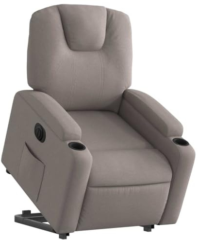 vidaXL Relaxsessel, Sessel mit Aufstehhilfe Elektrisch, Fernsehsessel mit Liegefunktion, Liegesessel Aufstehsessel für Wohnzimmer, Taupe Stoff