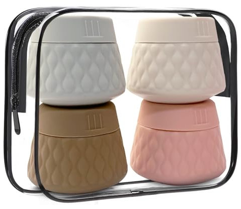 TPTGIAR 4 PCS Silicone Travel Pots for Toiletries, 30ml Travel Bottles for Toiletries, Reusable Leakproof Containers with Transparent Bag for Cosmetics Shampoos