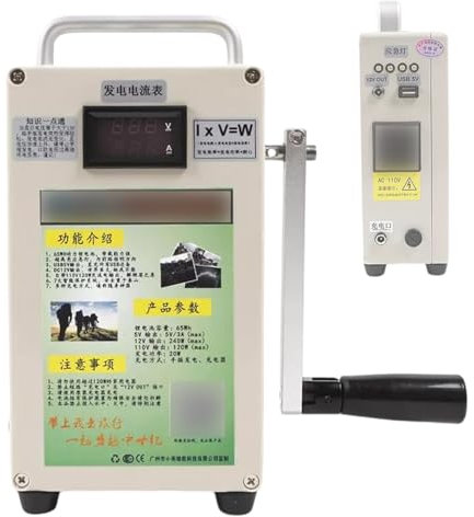 XEEAOFE Cargador De Manivela De Emergencia De 110 V Y 220 V, con Linterna De Emergencia Superbrillante, para Emergencias En Viajes, Carga De TeléFonos MóViles Y Carga De PortáTiles,110V