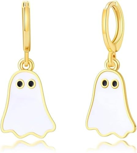 TOEECY Halloween Ohrringe für Damen Niedlich Lustige Schräg Weiß Gespenst Ohrringe Halloween Ohrringe Tropfen Baumeln Halloween Party Schmuck Geschenk Geschenk für Frauen