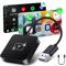 Vtopek Wireless Carplay Adapter 2-in-1 Android Auto & Apple Carplay Wireless Adapter Konvertieren Wired Android Auto/Carplay in Kabellos Kompatibel mit iOS 10+/Android11+ Plug & Play USB-C/A