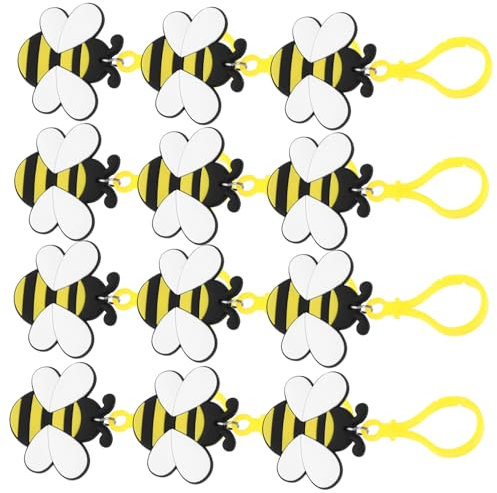 JOINPAYA 12 Pièces Porte-clés Abeille Pendentif à Porte-clés De De Bébé Porte-clés De Voiture D’Abeille Pendentif Clé à Porte-clés Cotillons D'abeilles PVC