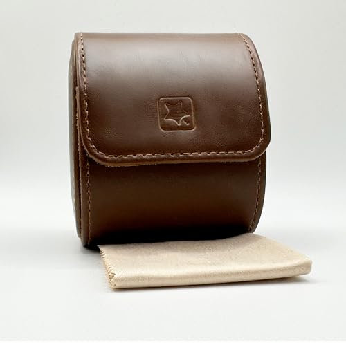 melopido. Caja para Reloj. Estuche de Cuero Ecológico, sofisticado para guardar y proteger relojes con máxima seguridad. Mejor Regalo para papá. Compacto Ideal para Viajes. (Marrón Vintage).