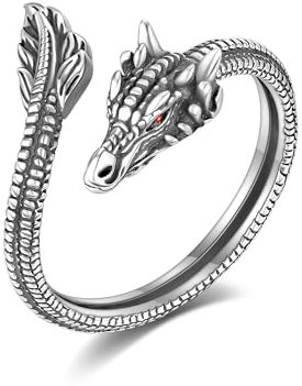 Drachen Ring 925 Sterling Silber Punk Drachen Ringe Chinesischer Drache Schmuck Geschenke für Frauen Männer