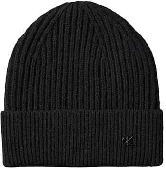 Calvin Klein Herren CK Metal Wool Beanie LV04D8032G Mütze, Schwarz (Schwarz), Einheitsgröße, Schwarz (Schwarz), Einheitsgröße