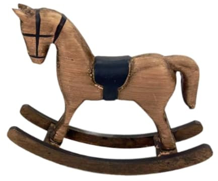 Qianly Schaukelpferd Figur, Schreibtisch Ornament, Retro Tierskulptur Aus Holz, Dekorative Statue für Schreibtisch, Schrank, Büro, Heimdekoration, Braun