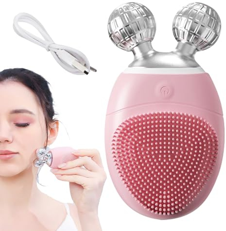 Brosse nettoyante pour le visage, brosses faciales pour le nettoyage, rouleau de visage, appareil de massage imperméable vibrant, 5 vitesses réglables pour une douce et une santé de la