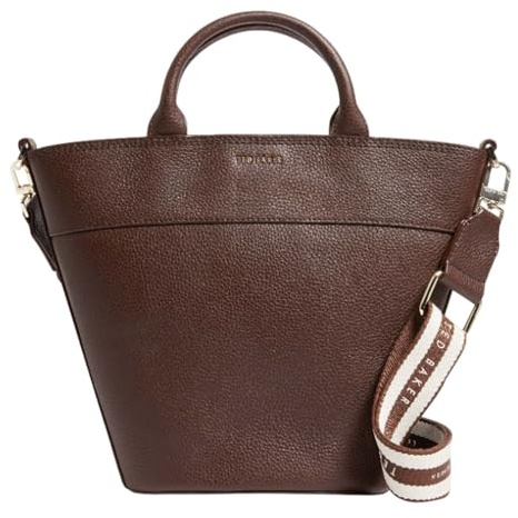 Ted Baker Leder Handtasche Umhängetasche Wilsona Webbing Cross Body Leather Tote Bag Brown braun