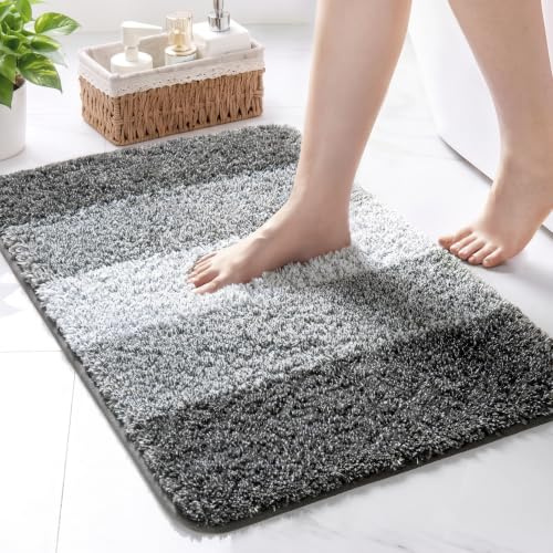 Exclusivo Mezcla Badematte rutschfest Badteppich für Badezimmer, 40X60 cm | Badevorleger Badezimmerteppich für Dusche, Weiche und Saugfähige Fußmatte, Maschinenwaschbar, Grau
