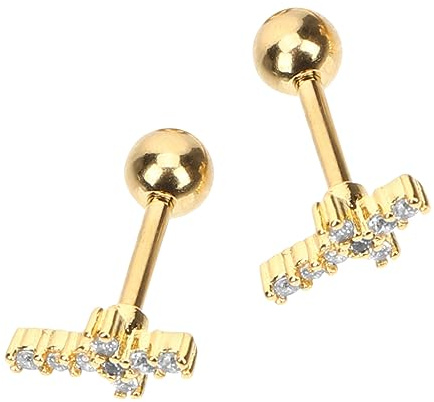 Healeved Orecchini a forma di trago, croce con zirconi cubici, dorati, per donna, piercing in miniatura e
