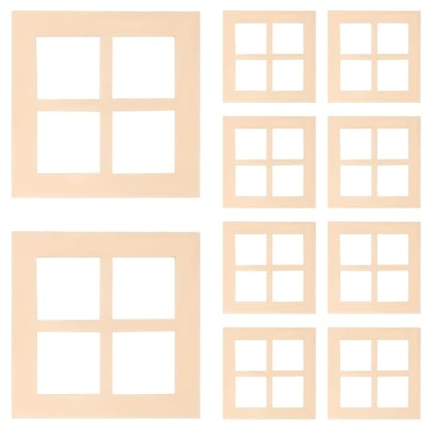 10 piezas modelo de ventana de casa de muñecas – Mini rejillas de madera para muebles de casa de muñecas, hechos a mano, beige, 7 cm, perfecto para decoración de casa de muñecas a escala 1/12