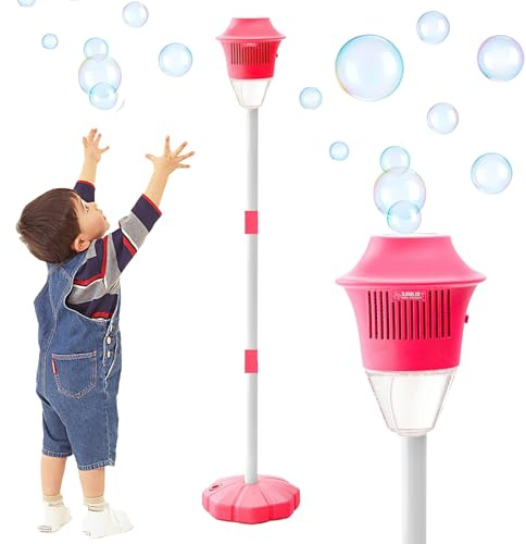 Torcia a bolle da giardino, macchina per bolle di sapone per esterni con luce e musica, elettrica, ricaricabile, con oltre 20.000 bolle al minuto, per feste in giardino, bambini, colore rosso
