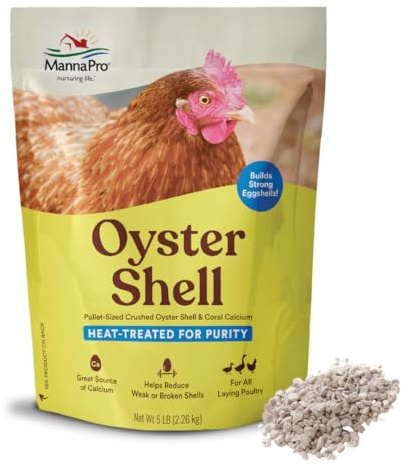 Manna Pro Crushed Oyster Shell for Chickens – Calcium Supplement for Laying Hens to Support Strong Eggshells – Natural Poultry Mineral Feed for Backyard Chickens – 5 lb Bag