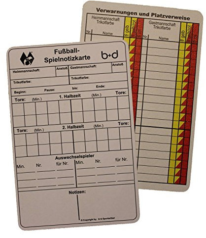 b+d Spielnotizkarten Fußball 50 Stück