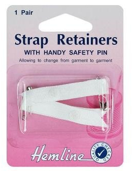 Hemline Shoulder Strap Retainer With Safety Pin White x 4 Packs