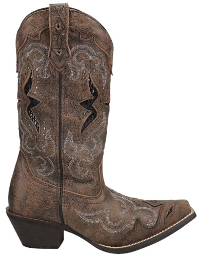 Laredo Lucretia Damen-Stiefel, mit Stickerei, Nieten, Snip-Toe, mittelhoher Absatz, 5,1–7,6 cm, Braun, Braun, 39 EU