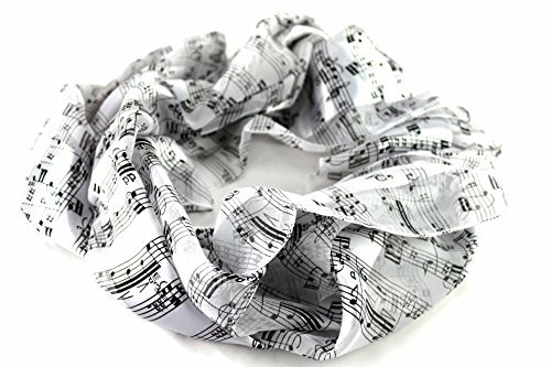 mugesh Schal Noten (weiß/schwarz) - Schönes Geschenk für Musiker