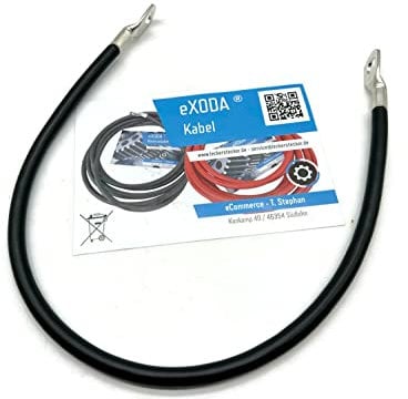 eXODA Câble de batterie 50cm câble d'alimentation en cuivre 25 mm² avec cosses à œillets M10