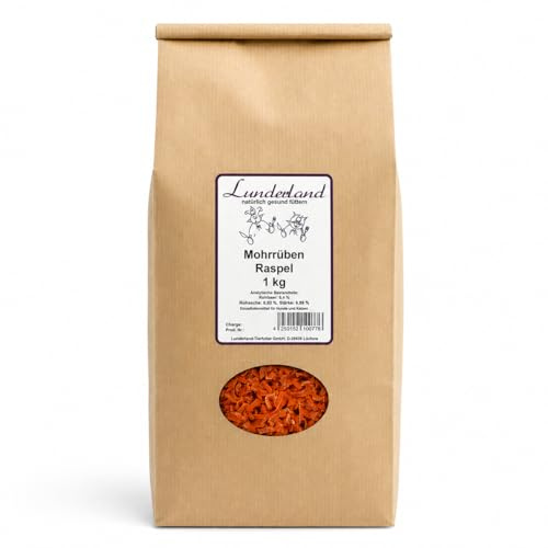 Lunderland Mohrrübenraspel | 1 kg | Einzelfuttermittel für Hunde & Katzen | Mit Carotinoiden