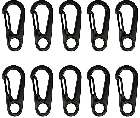 Temlum 3.3 cm Tiny SF Aluminum Carabiner Clip Mini Carabiners Set Spring Snap Keyring Hook for Camping Traveling Hiking Keychains Outdoor Black(10pcs)