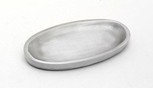 Kerzenteller oval 12 x 6 cm Aluminium Silber matt für Ovalkerzen, Ellipsen, Hochzeitskerzen, Taufkerzen