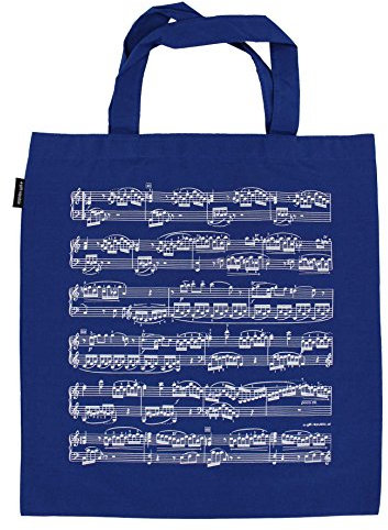 mugesh Baumwoll-Tragetasche Notenzeilen Blau