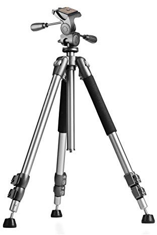 Walimex pro WAL-6702 Pro Stativ mit FT-6653H Neiger – Sehr stabiles Dreibein Fotostativ, 12 kg Traglast, hochwertiger 3-Wege Neiger, 3 Achsen schwenkbar, Fluiddämpfung, mit Tasche