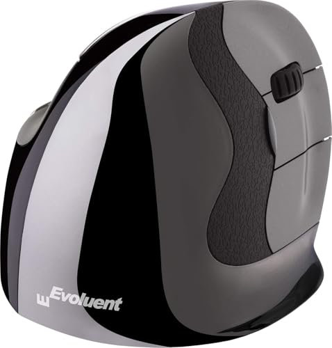 Evoluent VerticalMouse D Kabellose Maus für Rechtshänder, USB VMDSW, Schwarz, Silber, Grau