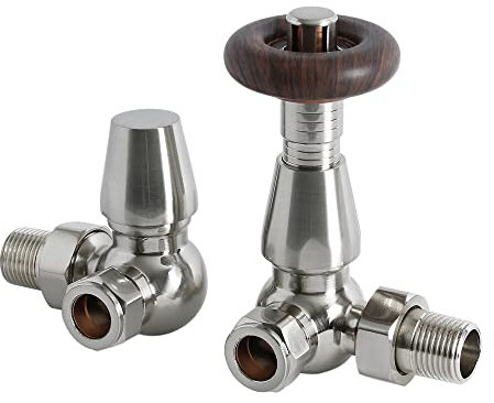 Milano Windsor Traditional Corner TRV Thermostatic Radiator Valves - Satin Nickel