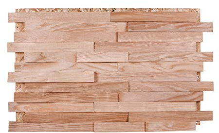 Split4Wall Wandverkleidung Echtholz Spaltholz Esche spaltrau Schindel ca. 1m2 3D-Optik handgefertigt Wandpaneel moderne Wanddekoration Holzverkleidung Holzwand Wohnzimmer Schlafzimmer (Esche geölt,30)