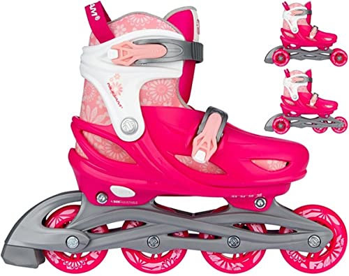 Nijdam Pattini in linea 3 in 1, regolabili, Floral Switch - fucsia/bianco/rosa/grigio - 29-32