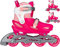 Nijdam Pattini in linea 3 in 1, regolabili, Floral Switch - fucsia/bianco/rosa/grigio - 29-32