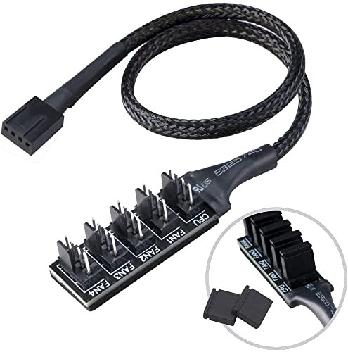 Akasa FLEXA FP5H | PWM Fan Hub | 5 Way Fan PWM Splitter Hub Cable | Black Sleeved Braided Cable | 4-pin | 30 cm | AK-CBFA08-30BK