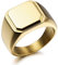 MeMeDIY Personalisierte Gravur Monogramm-Buchstaben-Signet-Ring für Männer Frauen Mädchen Jungen Edelstahl-Hochzeitsringen Benutzerdefiniert Schmuck Bündel mit Ringgrößeneinstellern (Gold)