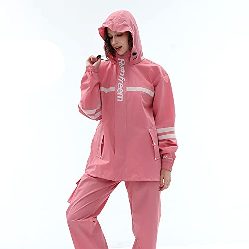 Wasserdichter Anzug Für Herren/Damen, Atmungsaktiv Regenanzug Langarm Erwachsene Split-typ Reflektierende Regenkleidung Mit Kapuze Outdoor-Klettern Motorrad Regenmantel ( Color : E , Size : Large )