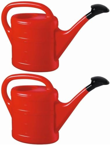 KOVA 2X Gießkanne 5L ROT + 1x BILDMAGNET! Blumenkanne Kunststoff für groß & klein Garten & Zimmerpflanzen Gießkannen Gieskanne Gieskannen Giesskanne 5 Liter Watering Can Kinder Zimmergießkanne