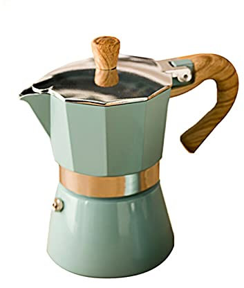 ChengBeautiful Moka Coffee Maker Household Aluminum Mocha Espresso Maker Filter Stove Top Pot Kitchen Tool Stove Coffee Maker (Color : Green, Size : 8.3x14.8x15.5cm)