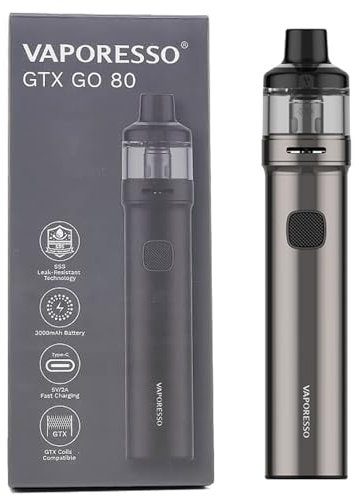 Vaporesso GTX GO 80 Kit | Original Vaporesso 3000mAh GTX GO 80 Mod avec 5ml GTX POD 26 Fit GTX Coils Electronic Cigarette Vaporisateur No Nicotine