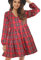 FANCYINN Robe à Carreaux pour Femmes avec Cloche Manches Longues Mini Robe évasée à Volants avec Poches Rouge et Jaune XS