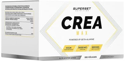 Superset Nutrition - Crea Max (252 caps) - Formule puissante de Créatine Pure et Bêta-Alanine en capsule - Anabolisme et volume musculaire