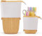 RPEIXYA Federmäppchen Kinder Ständer Bleistifthalter PU Cord Niedlicher Kosmetiktasche Organizer Teleskopisch Mäppchen Schreibwarenbeutel Reißverschluss Bleistift Tasche für Jungen und Mädchen (Gelb)