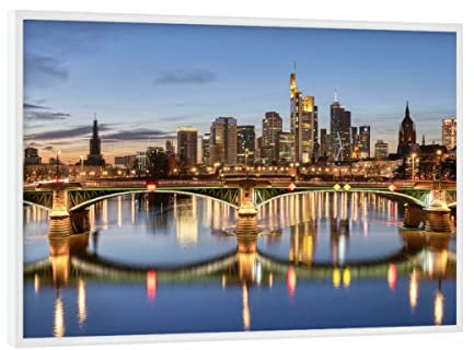 artboxONE Poster mit weißem Rahmen 18x13 cm Reise Frankfurt am Main am Abend - Bild ignatz-bubis-brücke