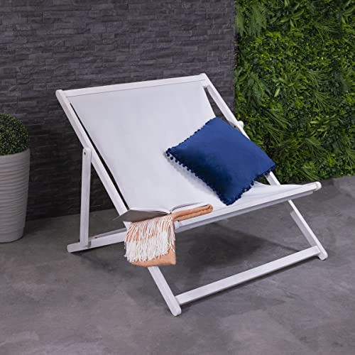 CHARLES BENTLEY Eucalyptus Wood Double Deck Chair, Grey, 112 x 95 cm