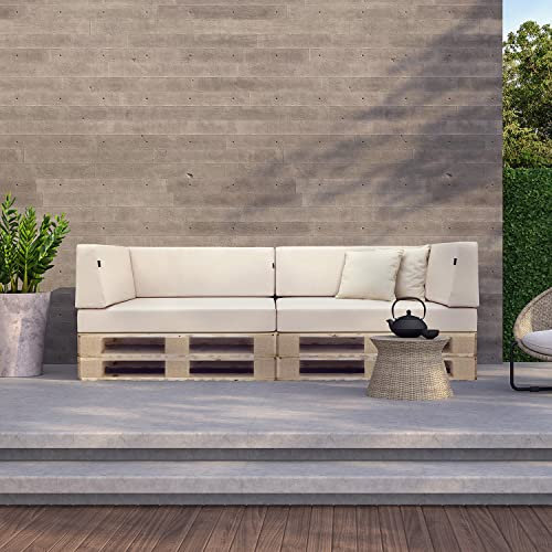NOVELY® PINAU Outdoor UV++ Palettenkissen Palettenpolster Palettenauflagen Set | Wetterfest UV-beständig A Variante: Sitzkissen (120x80x14 cm) | B Farbe: 05 Creme