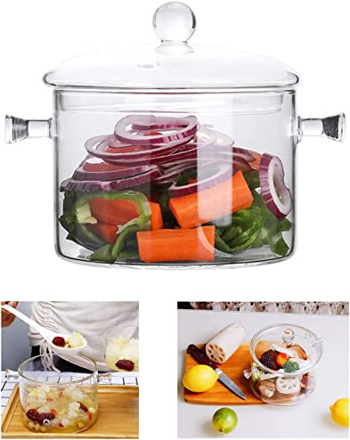 Glass Cooking Pot - 2L/67oz Glass Saucepan Heat-Resistant
