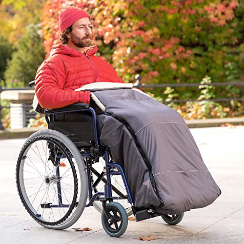 novely® KARLO Fußsack Rollstuhl Lammwolle/Polyester Schlupfsack Rollstuhlsack - Thermofußsack Winter Erwachsene Farbe: 02 Graphit