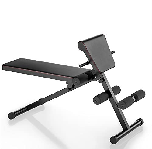 GYMAX Hantelbank klappbar, verstellbare Trainingsbank, Sit-up Bank für Ganzkörpertraining, Fitnessbank in 2 Positionen, Multifunktionsbank für Fitnessstudio & zu Hause